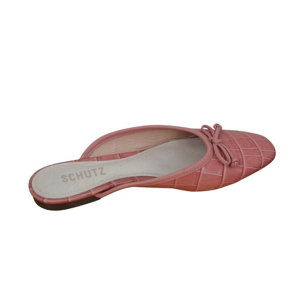 Schutz "Carlene" Rosa Croc Embossed Mule Ballet Flats‎ Sz 6B - Picture 5 of 9